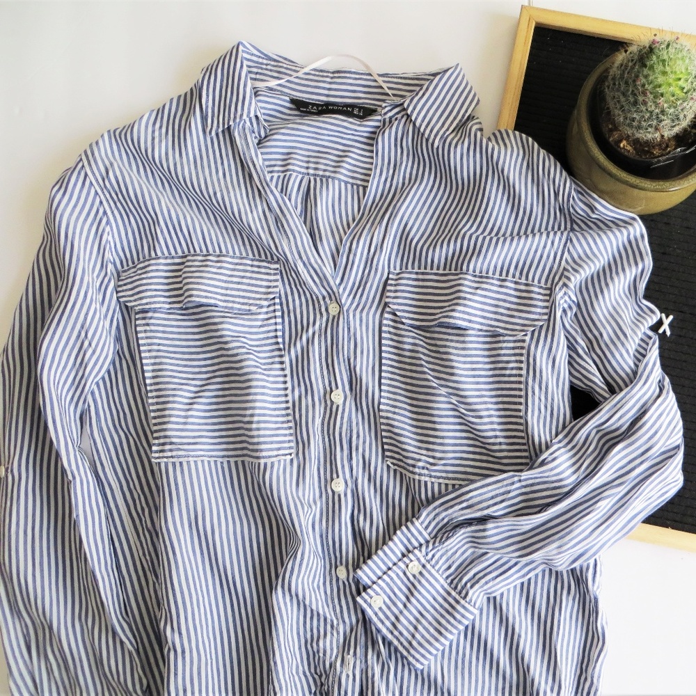 Zara Woman's Striped Button Up